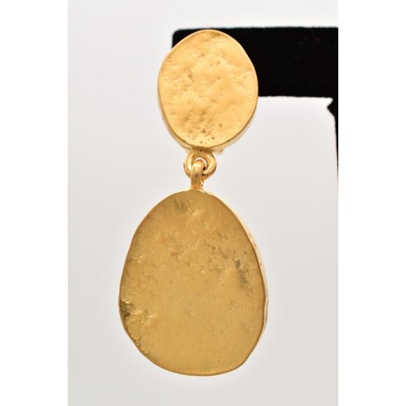 Fernando Originals Vintage Clip Earrings Dangle Brushed Gold Chunky NOS BinA18 - Picture 6 of 12